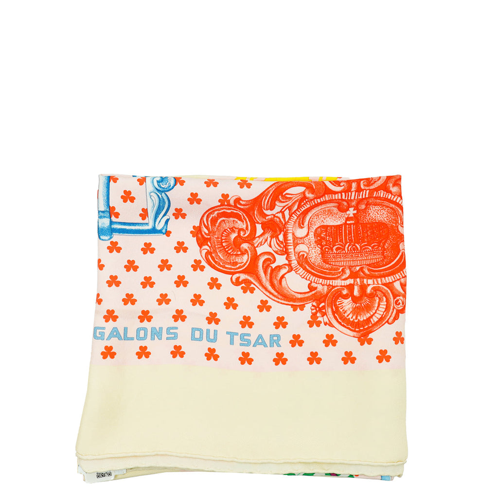 Hermes Tricolor Boucles Et Galons Du Tsar Print Wash Scarf