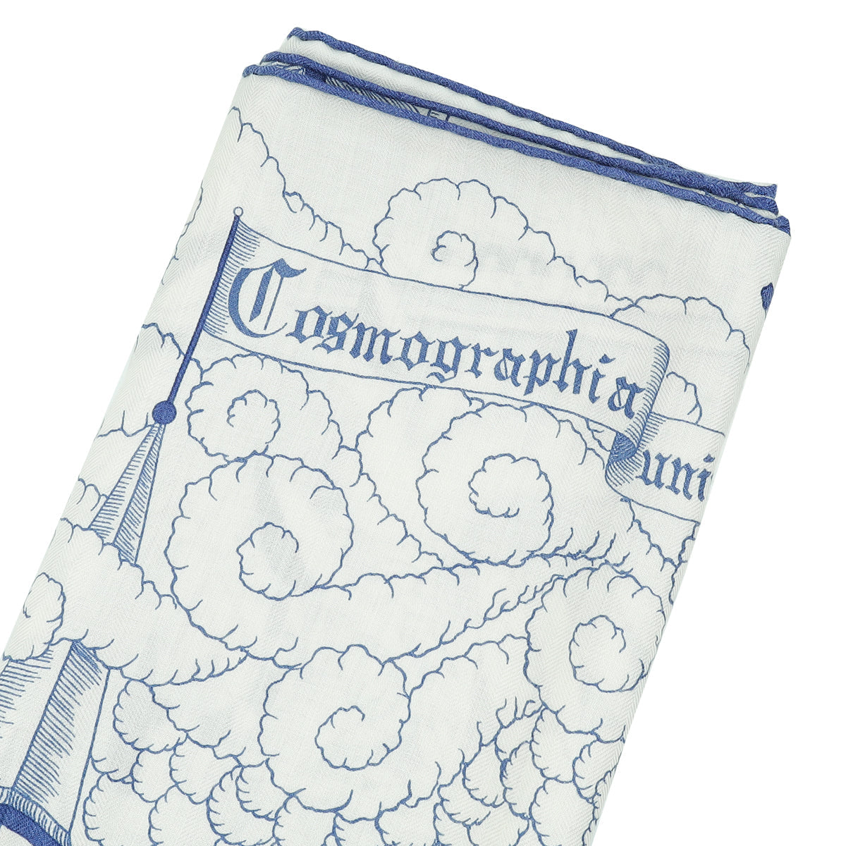 Hermes Bleu Blanc Cosmographia Universalis Cashmere Silk Shawl