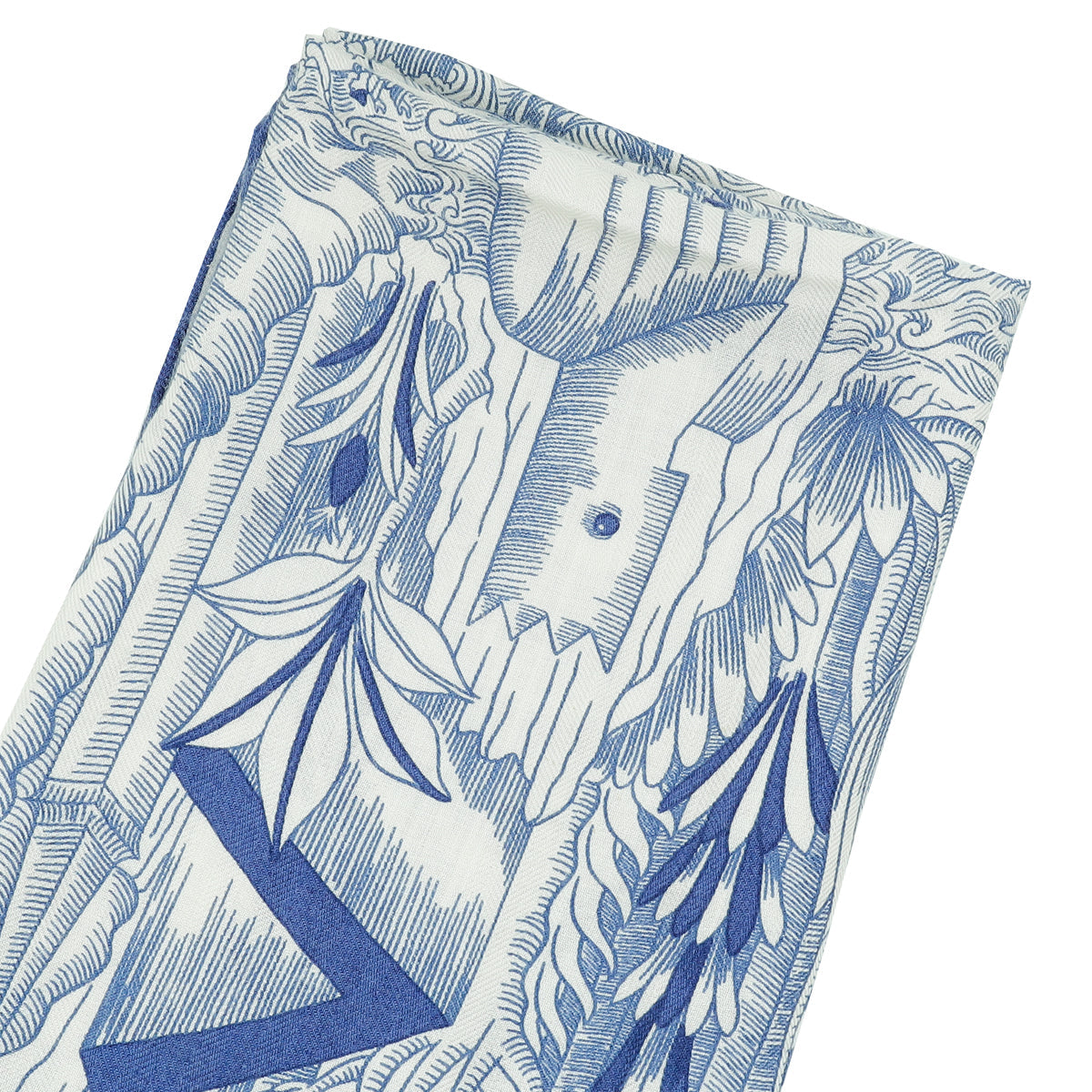 Hermes Bleu Blanc Cosmographia Universalis Cashmere Silk Shawl