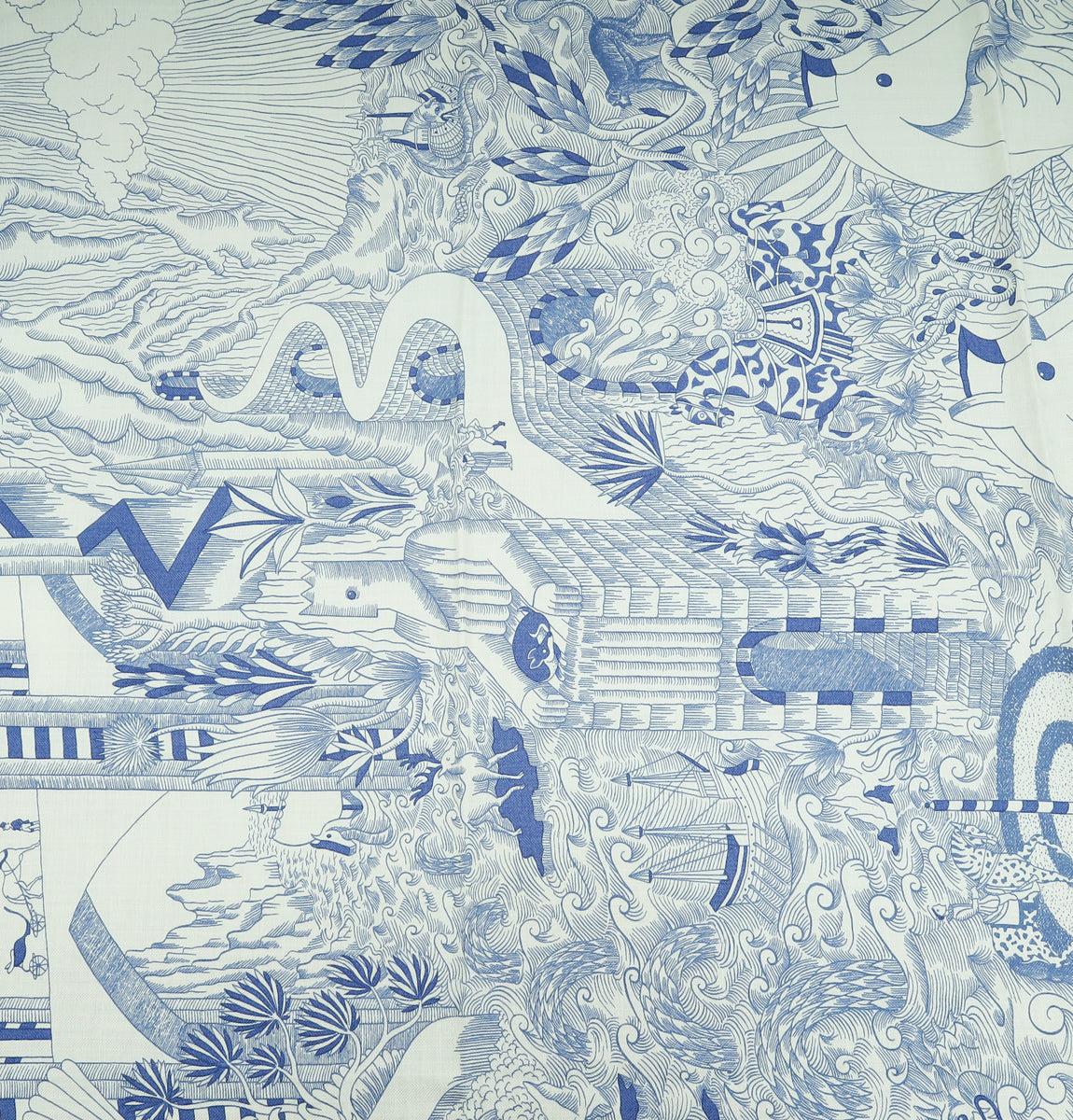Hermes Bleu Blanc Cosmographia Universalis Cashmere Silk Shawl