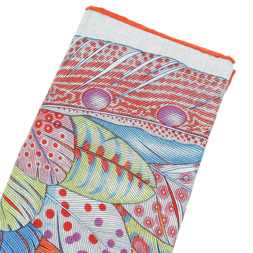 Hermes Mauve Rose Chine Plumes En Fete Cashmere Silk Shawl