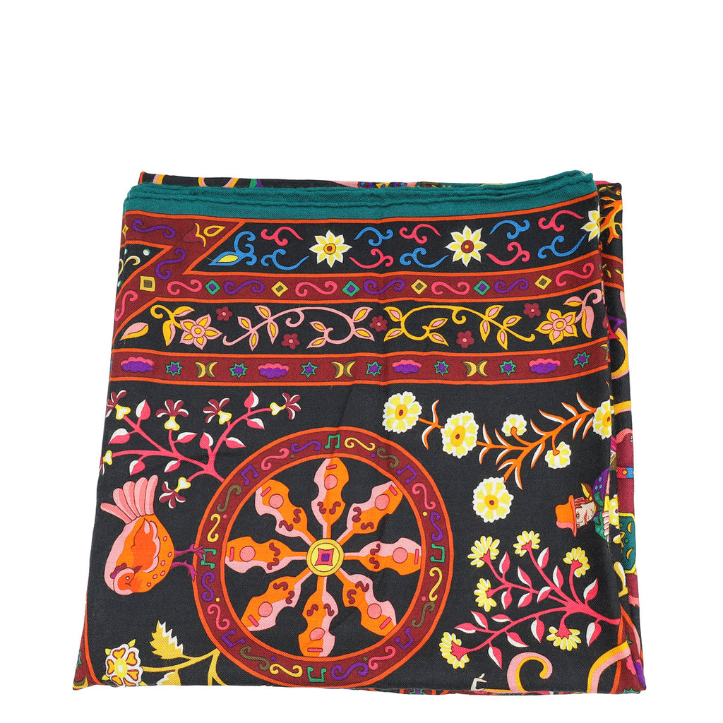 Hermes Tricolor Peuple du Vent Cashmere Silk Shawl