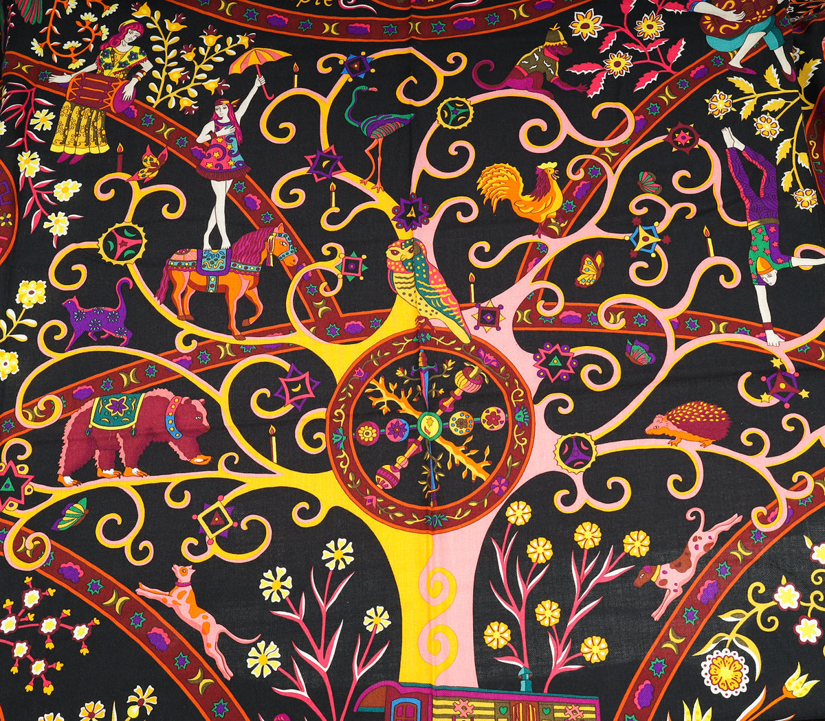Hermes Tricolor Peuple du Vent Cashmere Silk Shawl