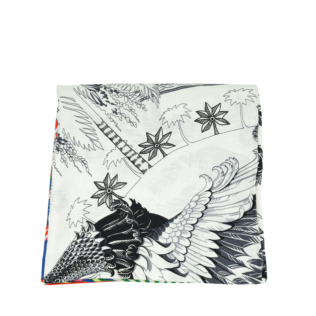 Hermes Tricolor Mythiques Phoenix Cashmere Silk Shawl