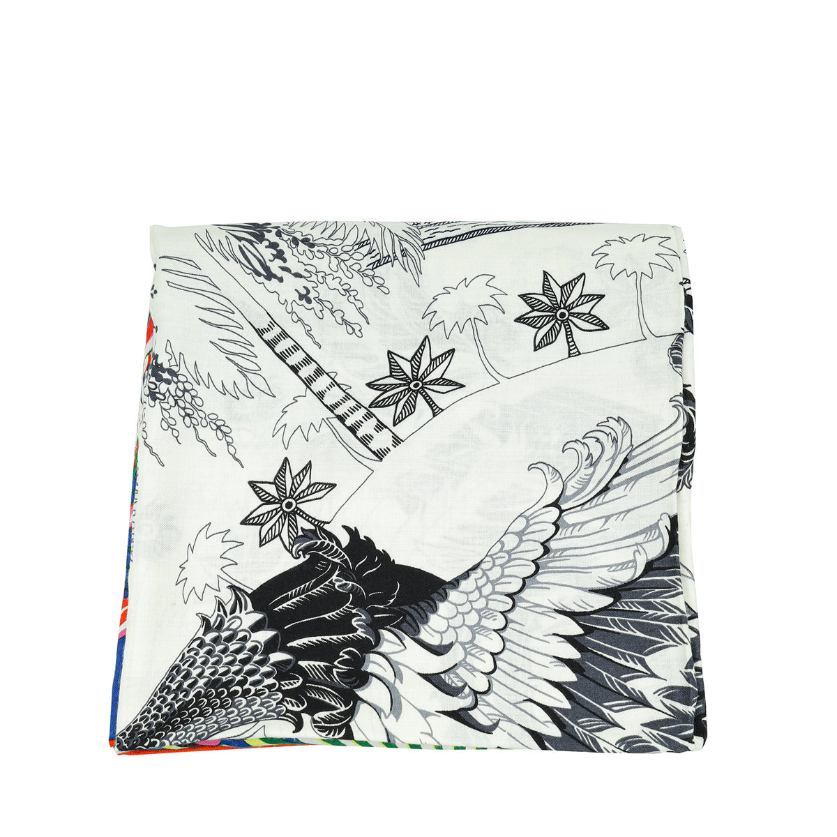 Hermes Tricolor Mythiques Phoenix Cashmere Silk Shawl