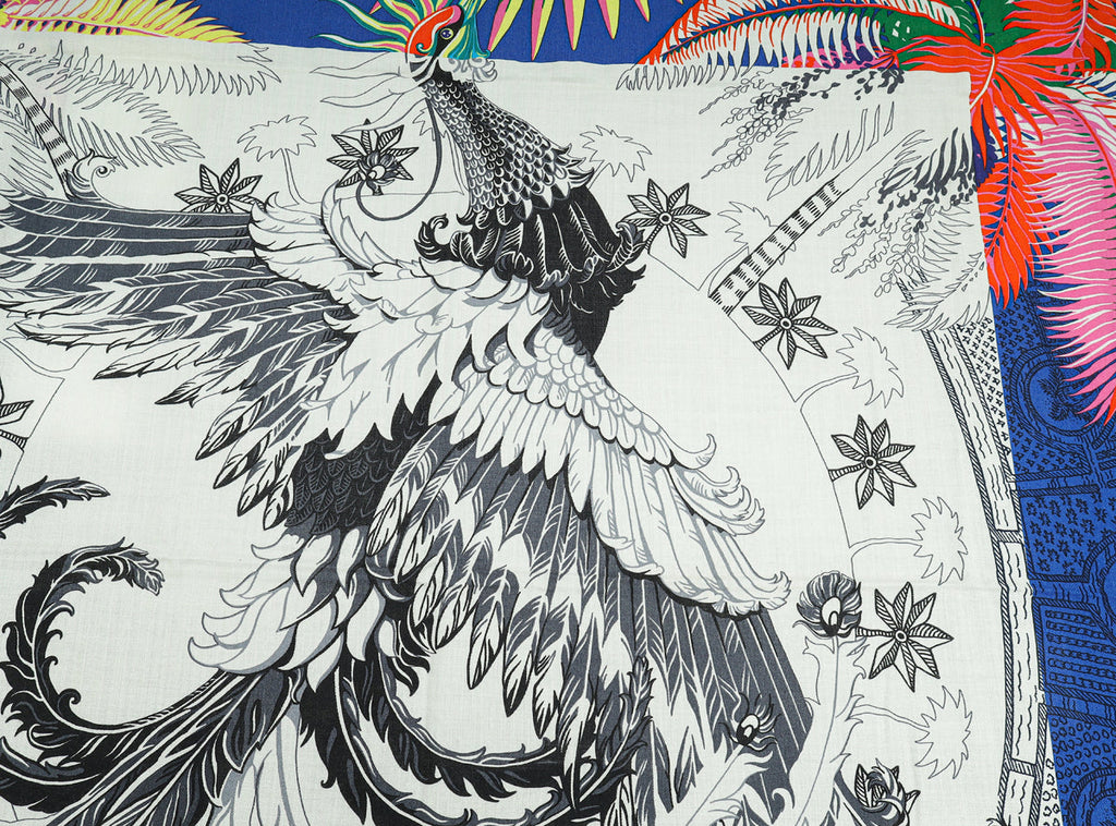 Hermes Tricolor Mythiques Phoenix Cashmere Silk Shawl