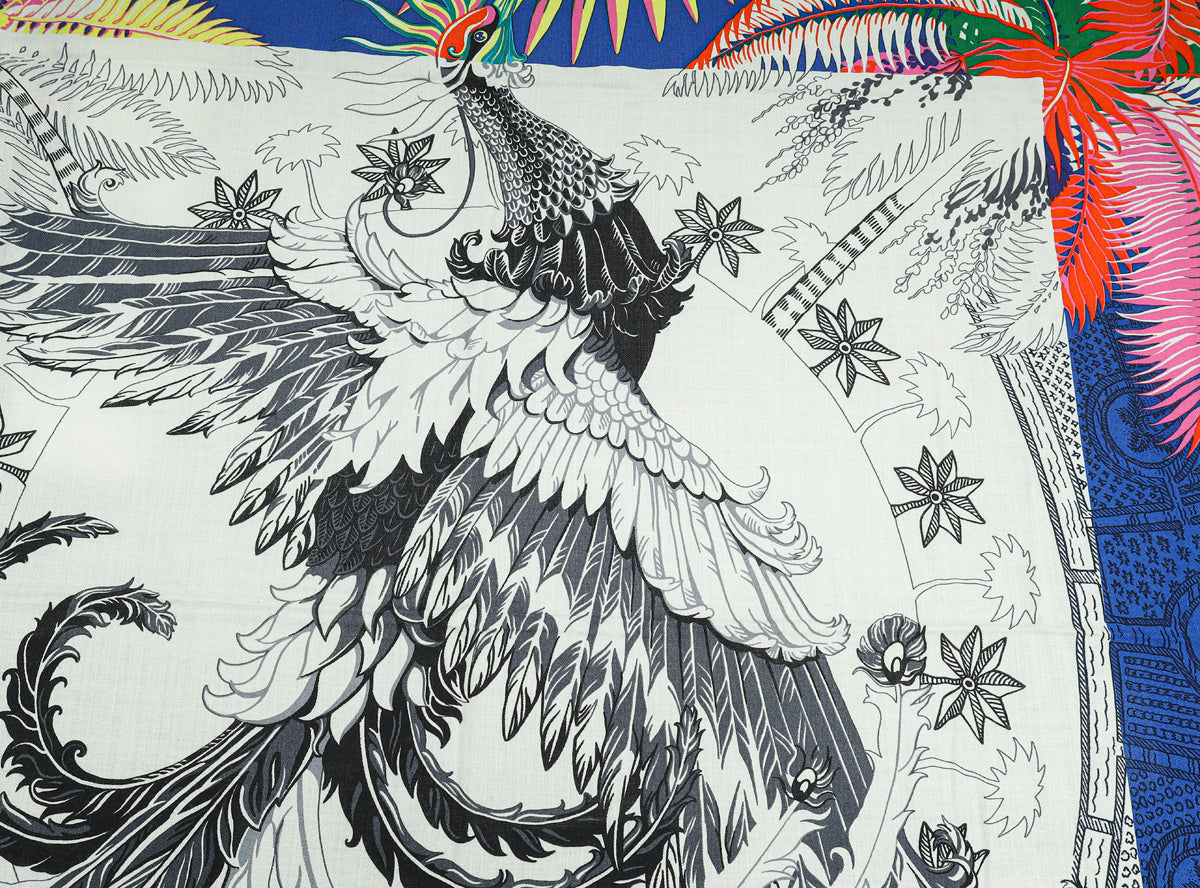 Hermes Tricolor Mythiques Phoenix Cashmere Silk Shawl