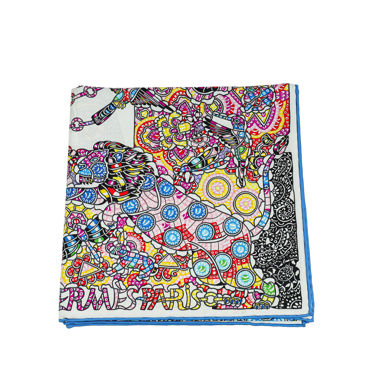 Hermes Blanc Multicolor La Legende De La Foret by Emeline Piot Silk Scarf 90
