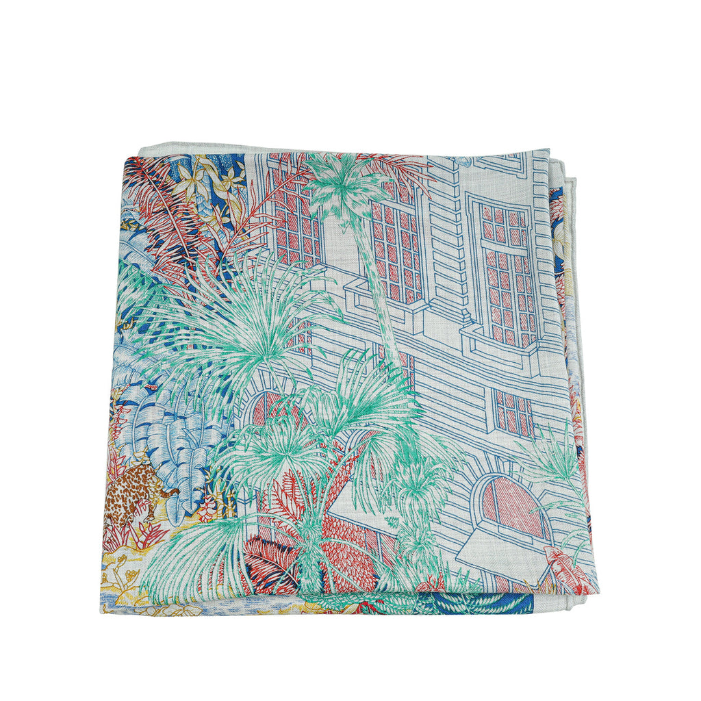 Hermes Gris Chine Rose Faubourg Tropical Cashmere Silk Shawl