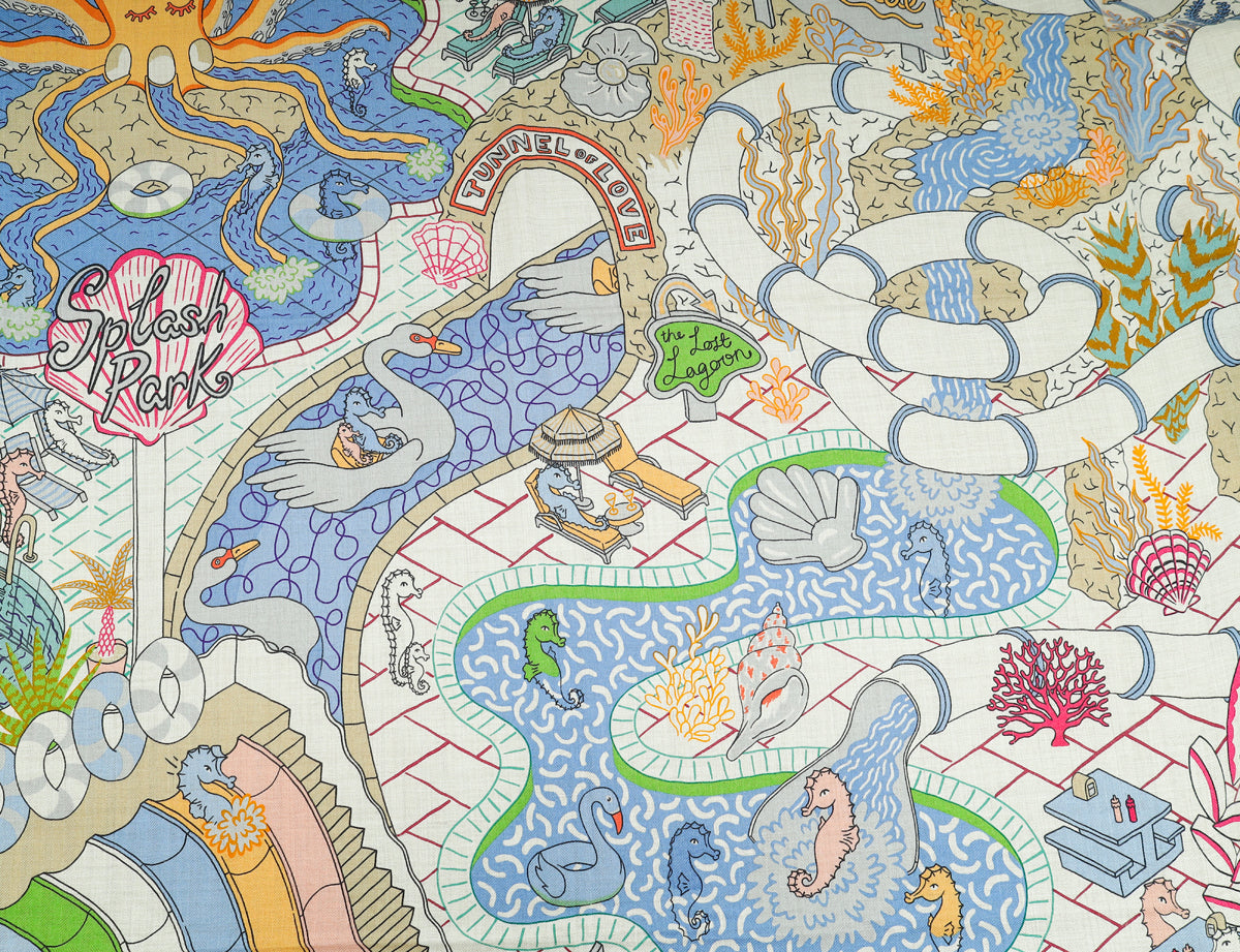 Hermes Vert Bleu Multicolor Splash Park Cashmere Silk Shawl