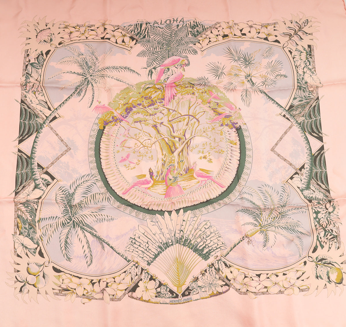 Hermes Corail Aloha Dip Dye Scarf 70
