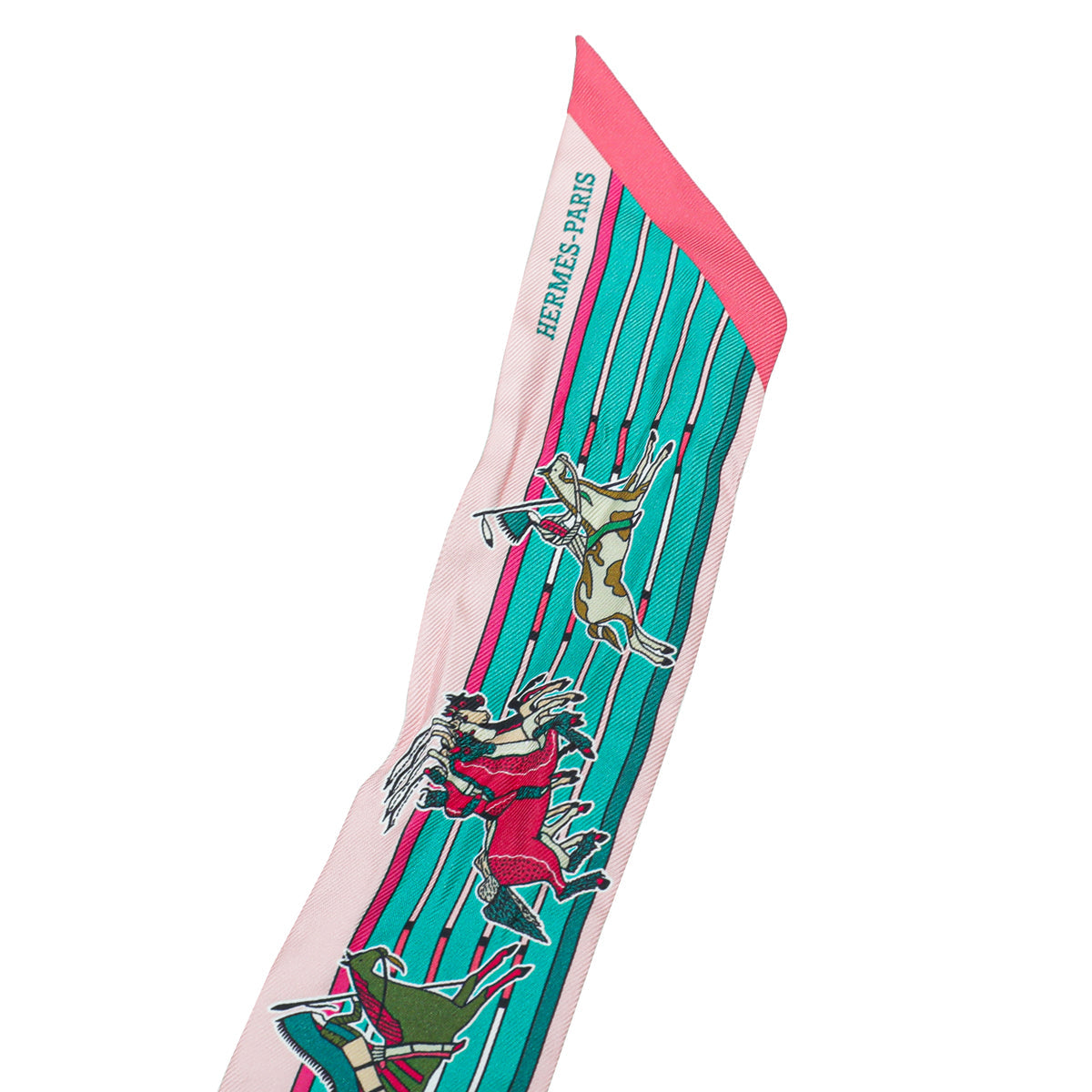 Hermes Multicolor Horses Print Silk Twilly