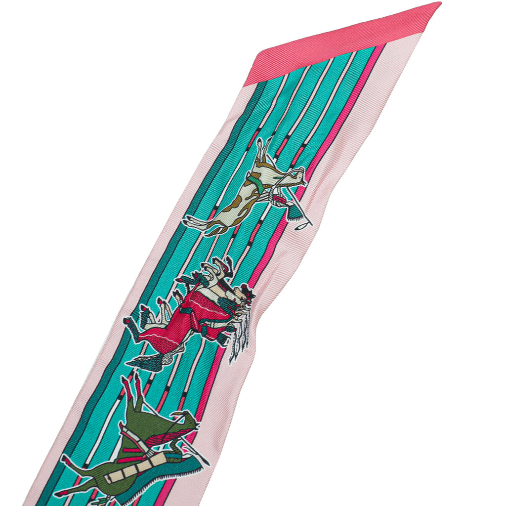 Hermes Multicolor Horses Print Silk Twilly