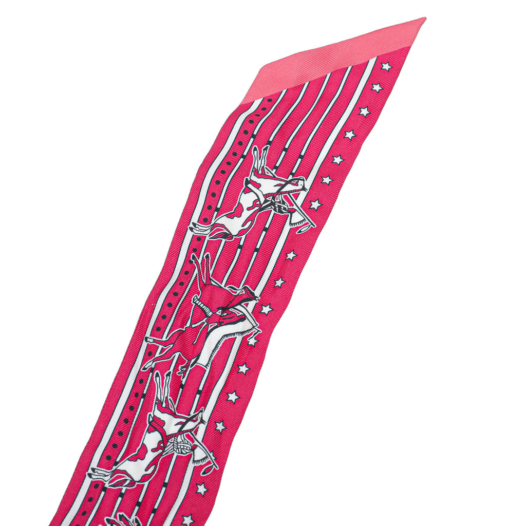 Hermes Multicolor Horses Print Silk Twilly