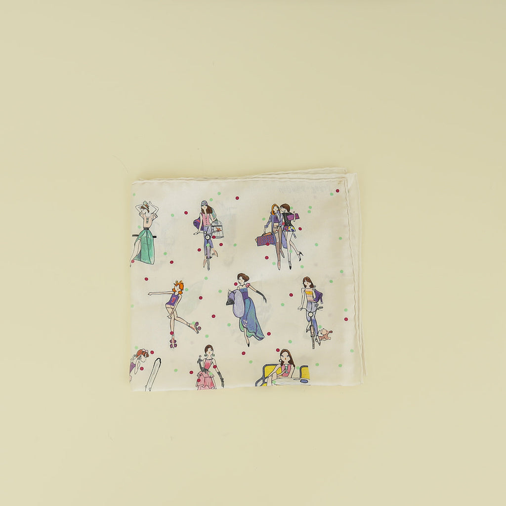 Hermes Blanc Multicolor Les Parisiennes de Kiraz Square Scarf