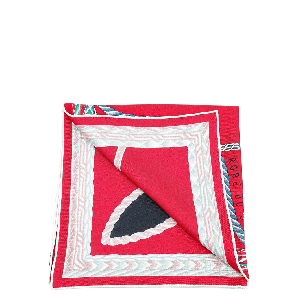 Hermes Red Multicolor Robe Du Soir Silk Scarf