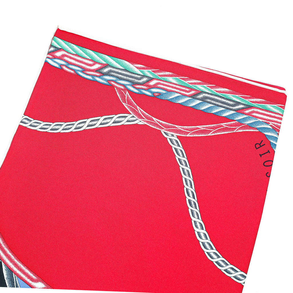 Hermes Red Multicolor Robe Du Soir Silk Scarf