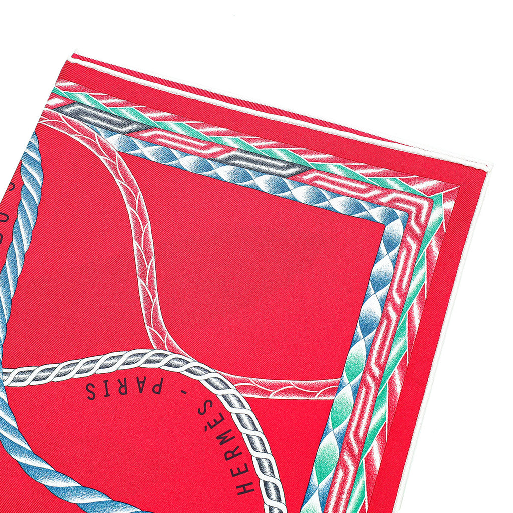 Hermes Red Multicolor Robe Du Soir Silk Scarf