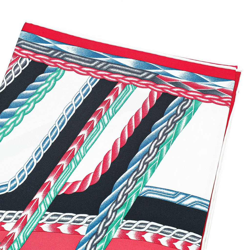 Hermes Red Multicolor Robe Du Soir Silk Scarf