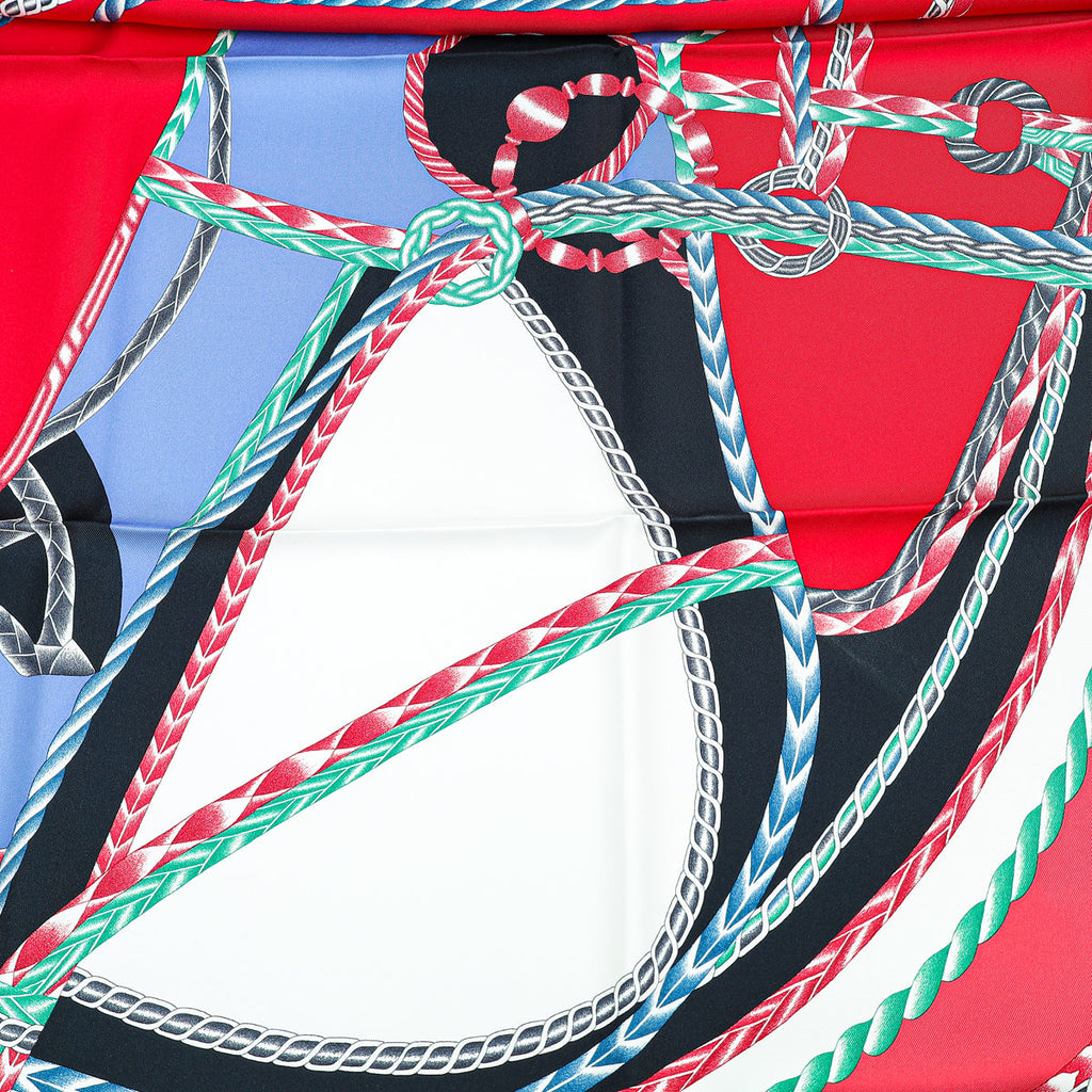 Hermes Red Multicolor Robe Du Soir Silk Scarf