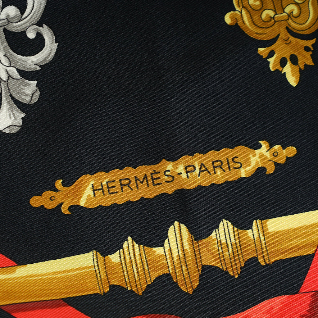 Hermes Noir Multicolor Ferronnerie Silk Square Scarf 90