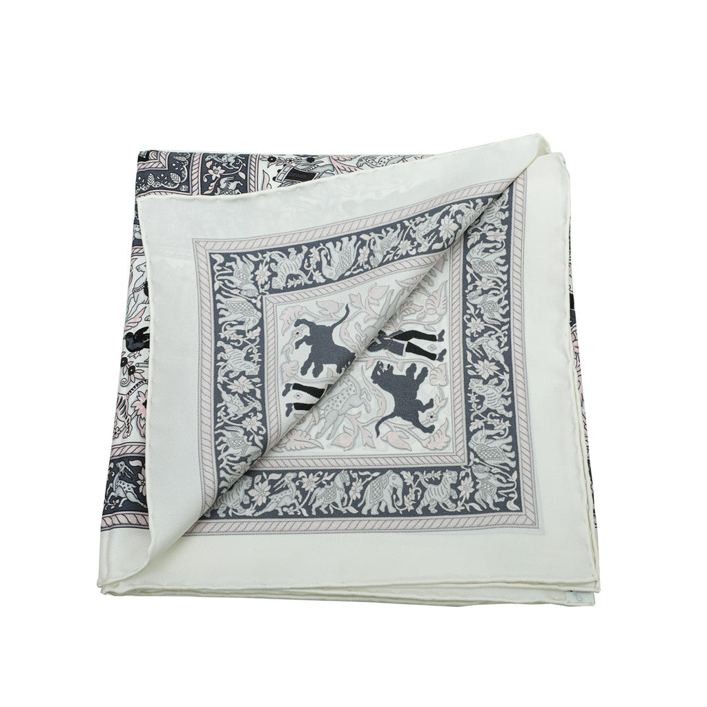 Hermes Tricolor Chasse En Inde Silk Scarf