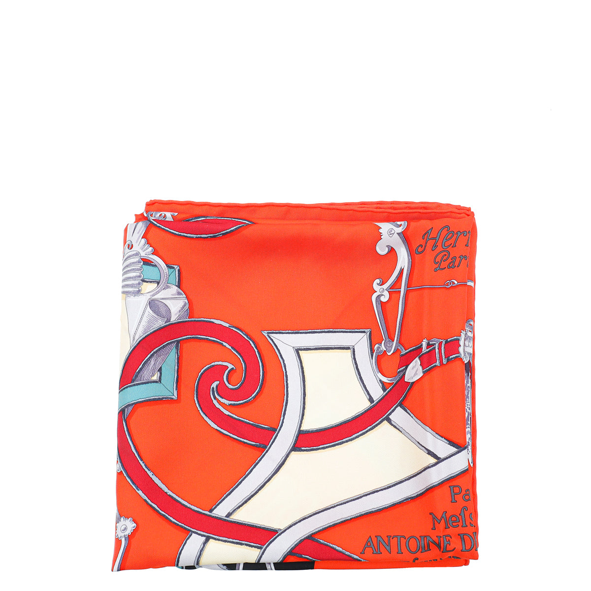 Hermes Rouge Multicolor "Par Mefsire Antoine de Plvvinel" Print Scarf