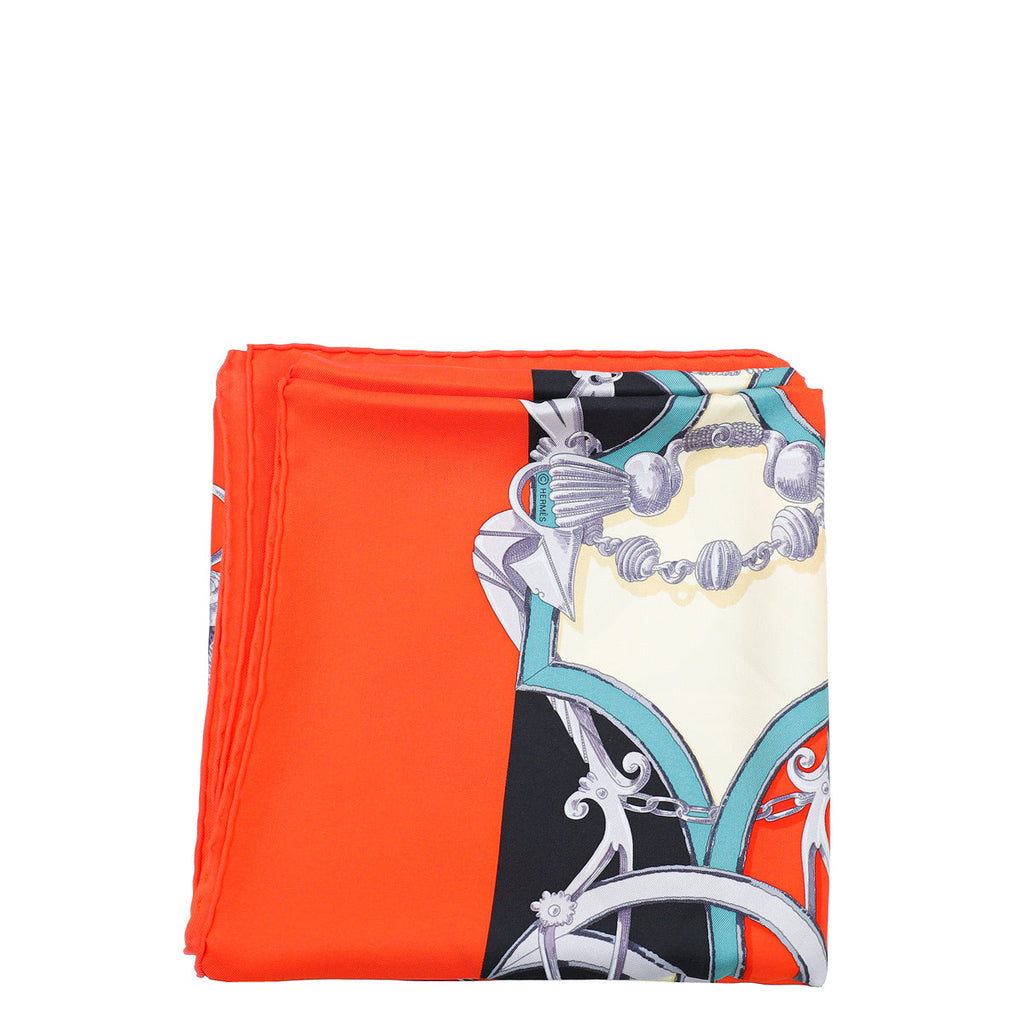 Hermes Rouge Multicolor "Par Mefsire Antoine de Plvvinel" Print Scarf