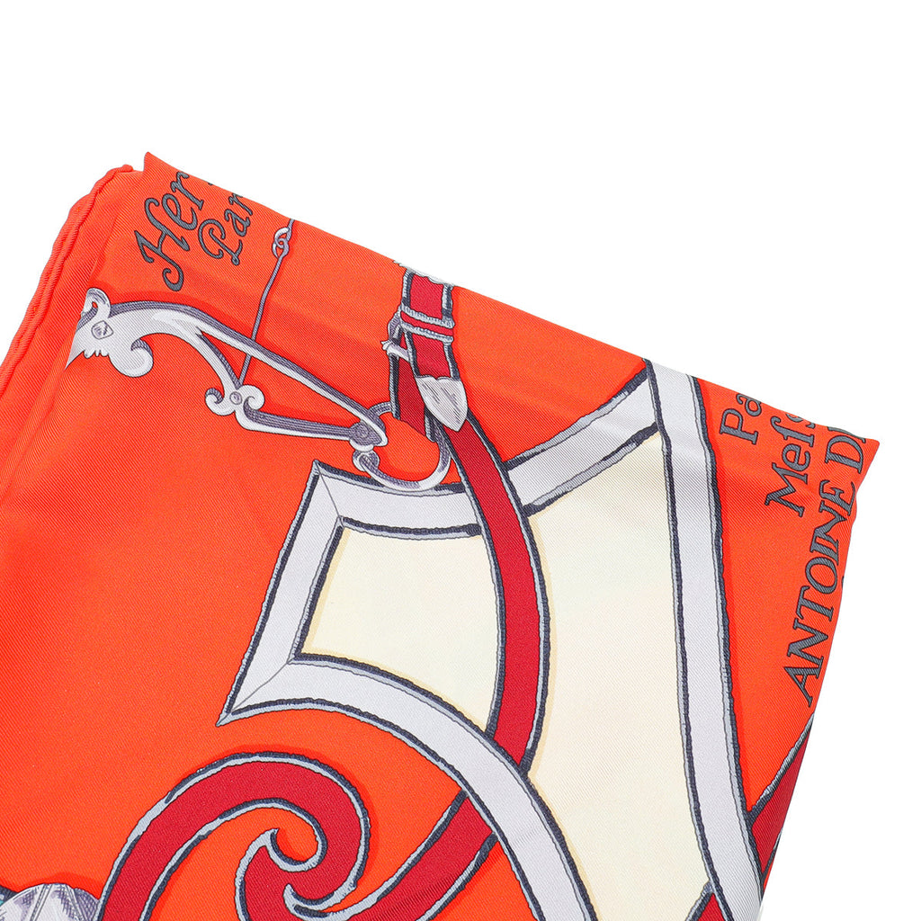 Hermes Rouge Multicolor "Par Mefsire Antoine de Plvvinel" Print Scarf