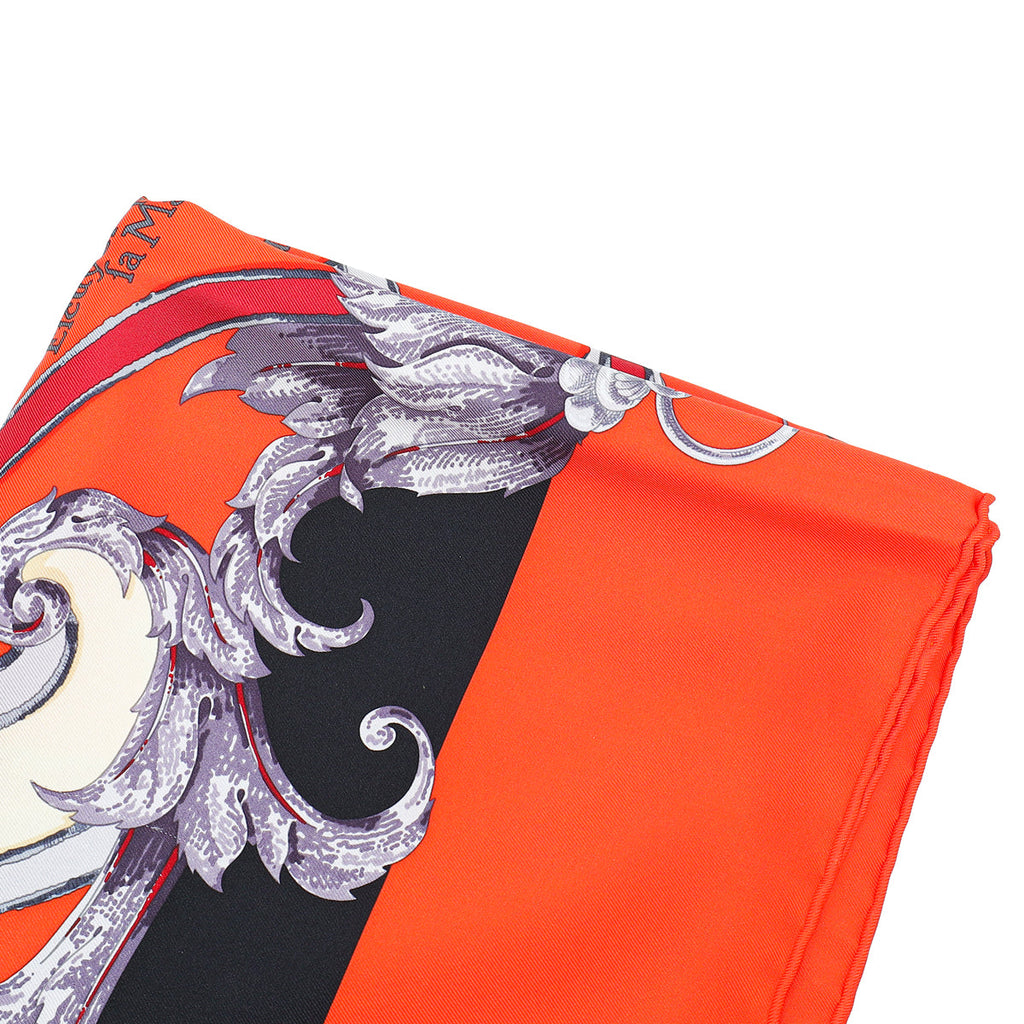 Hermes Rouge Multicolor "Par Mefsire Antoine de Plvvinel" Print Scarf
