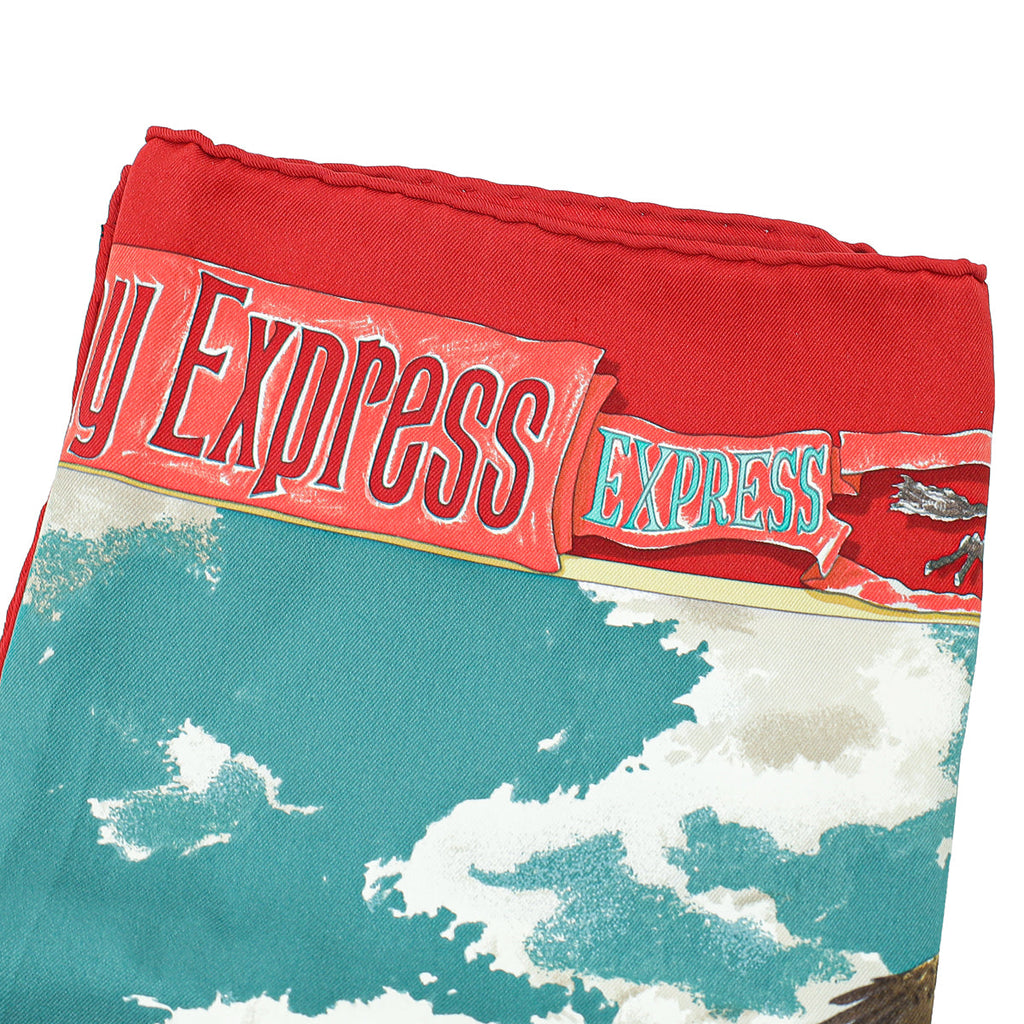 Hermes Rouge Multicolor The Pony Express Print Silk Scarf