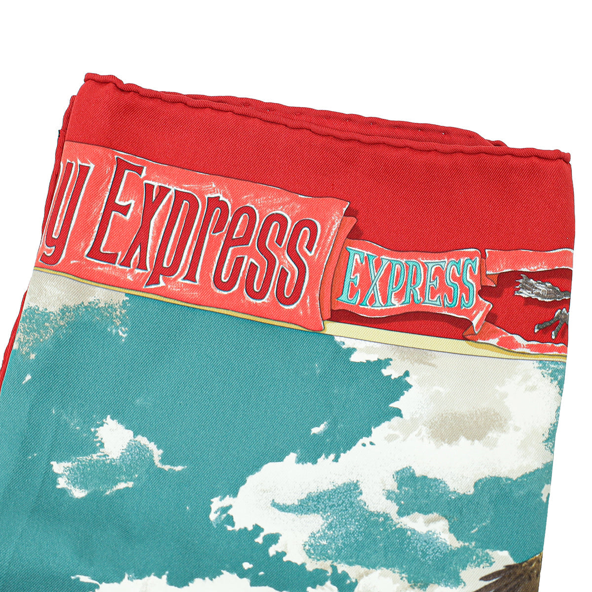 Hermes Rouge Multicolor The Pony Express Print Silk Scarf