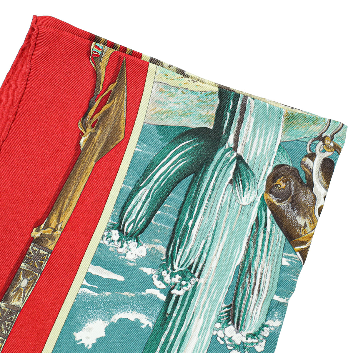 Hermes Rouge Multicolor The Pony Express Print Silk Scarf