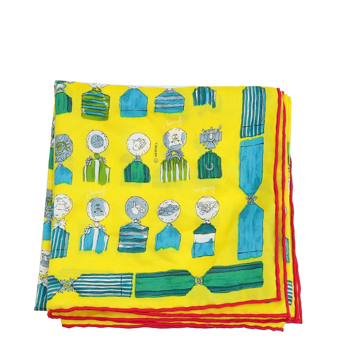 Hermes Multicolor Print Cotton Silk Square Scarf