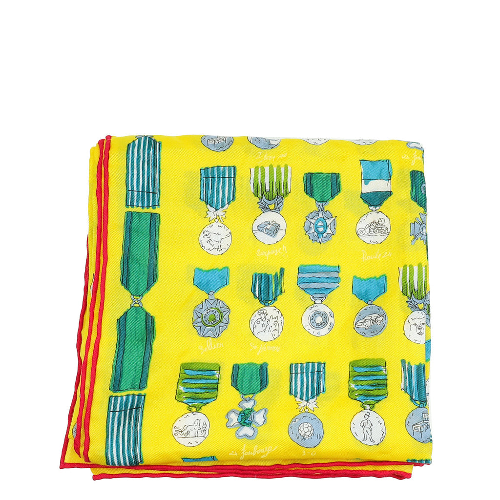 Hermes Multicolor Print Cotton Silk Square Scarf