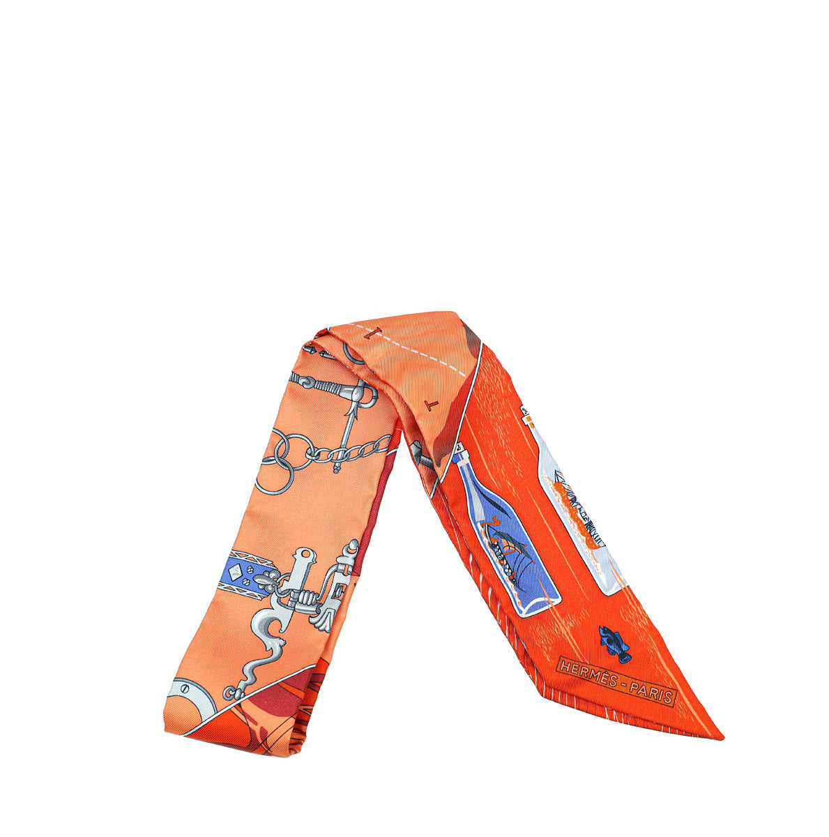 Hermes Multicolor Caleche Mors et Bouteilles Silk Twilly