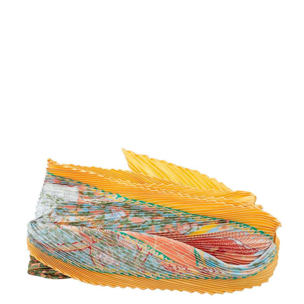 Hermes Orange Multicolor Axis Mundi Plisse Scarf