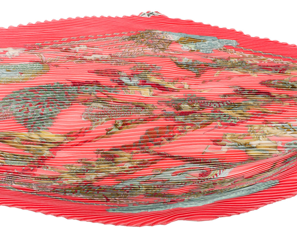 Hermes Multicolor Au Fil de la Soie Plisse Silk Scarf
