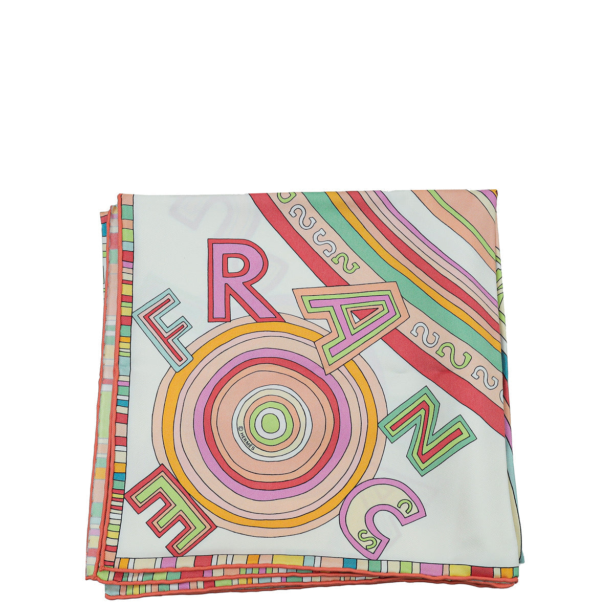 Hermes Multicolor 4 FBG Paris France Silk Scarf