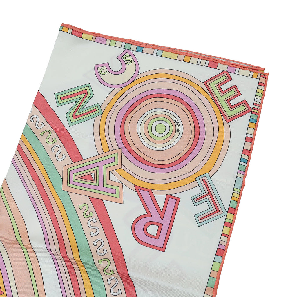 Hermes Multicolor 4 FBG Paris France Silk Scarf
