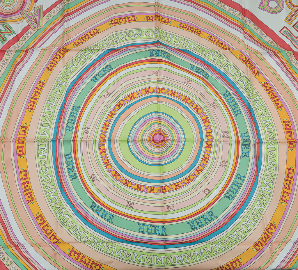 Hermes Multicolor 4 FBG Paris France Silk Scarf