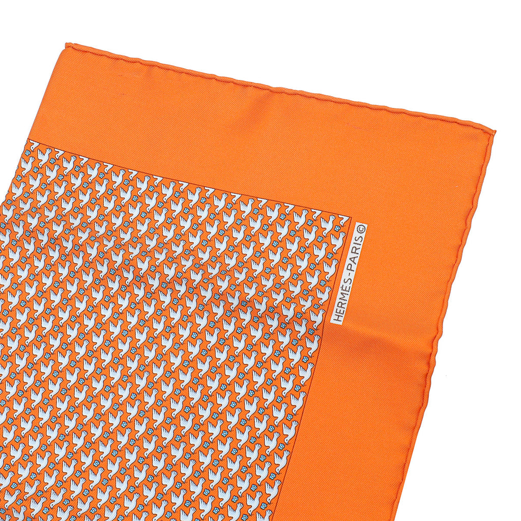 Hermes Orange Multicolor Silk Scarf