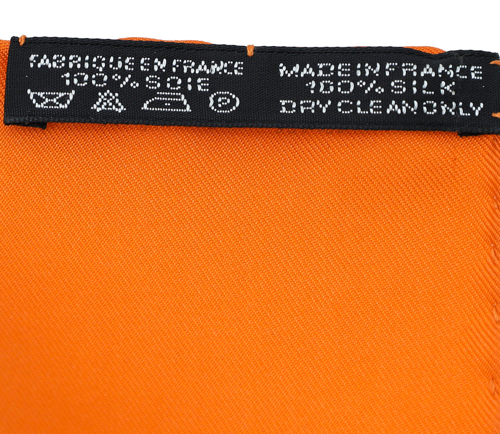 Hermes Orange Multicolor Silk Scarf