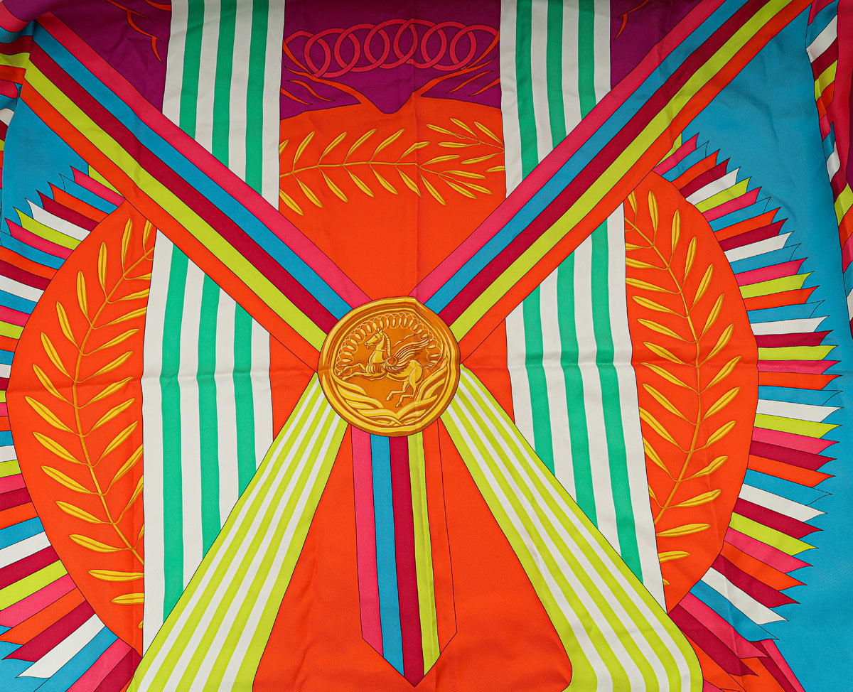 Hermes Multicolor Les Jeux D'Hermes Silk Scarf 90