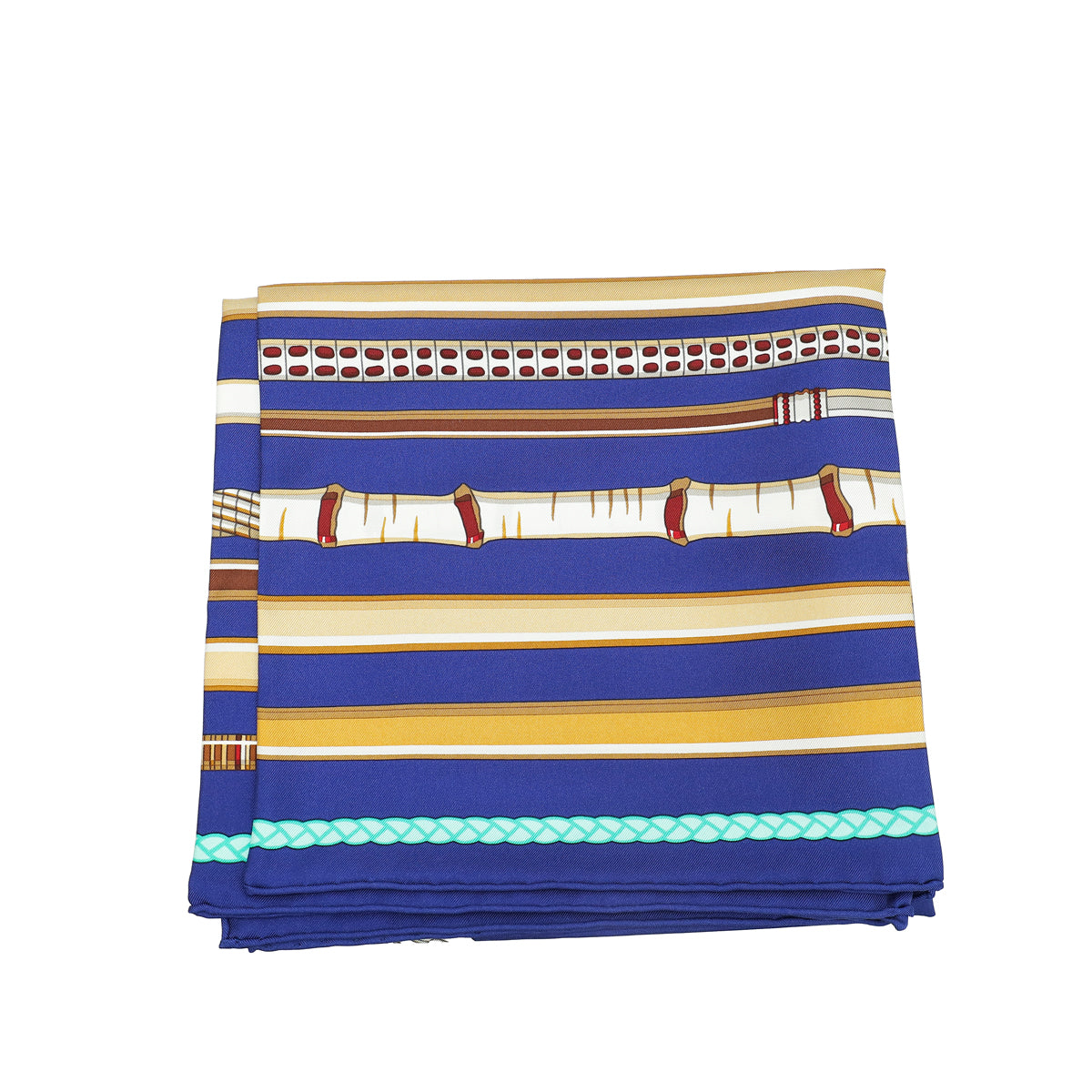 Hermes Blue Multicolor Les Cannes Silk Scarf