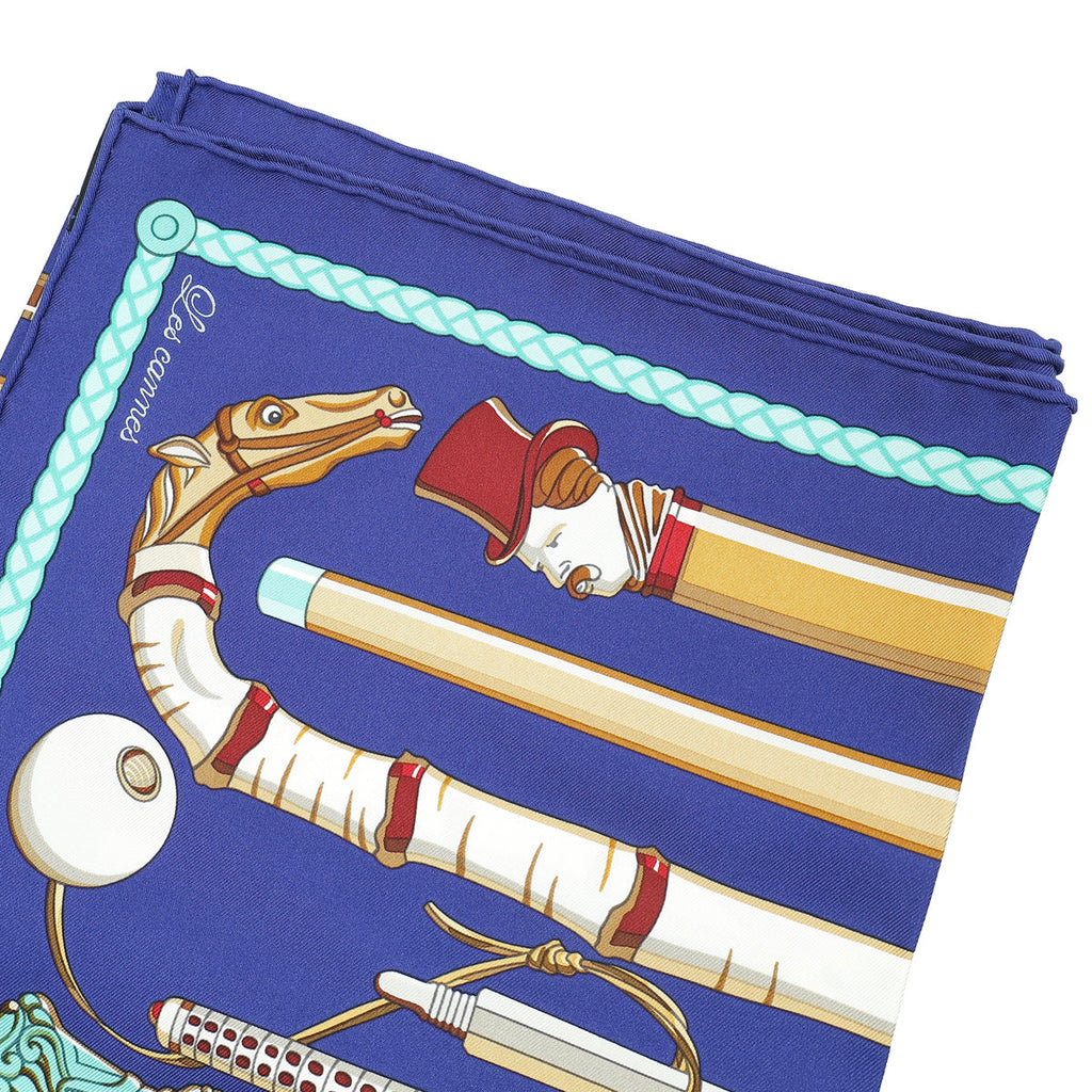 Hermes Blue Multicolor Les Cannes Silk Scarf