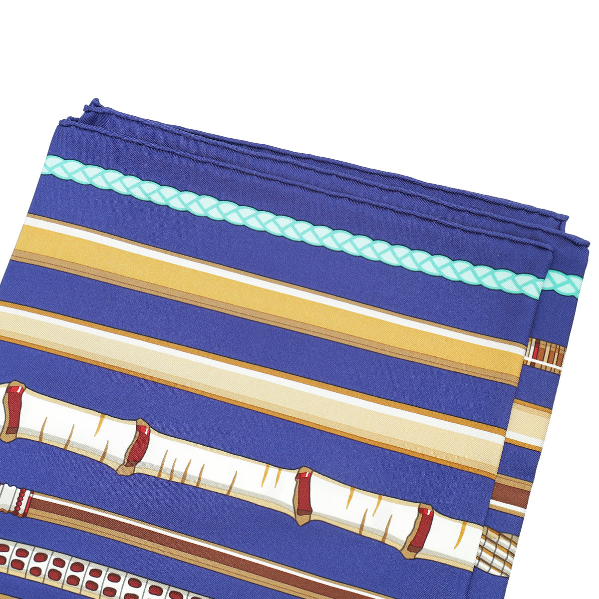 Hermes Blue Multicolor Les Cannes Silk Scarf