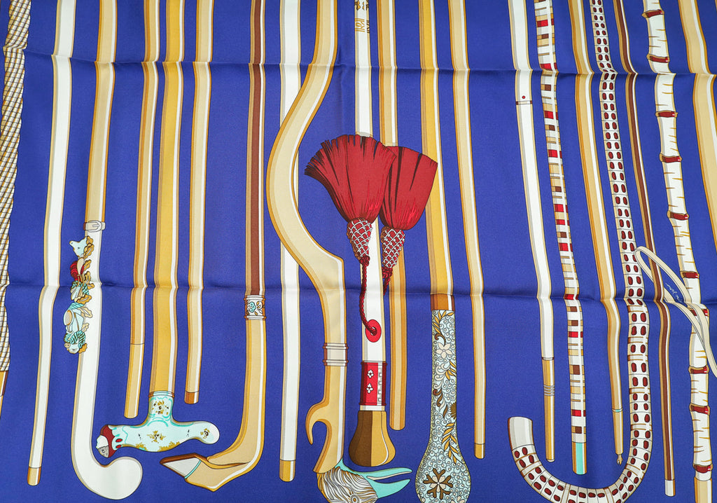 Hermes Blue Multicolor Les Cannes Silk Scarf