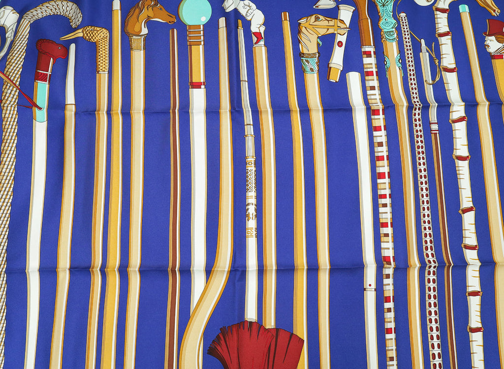 Hermes Blue Multicolor Les Cannes Silk Scarf