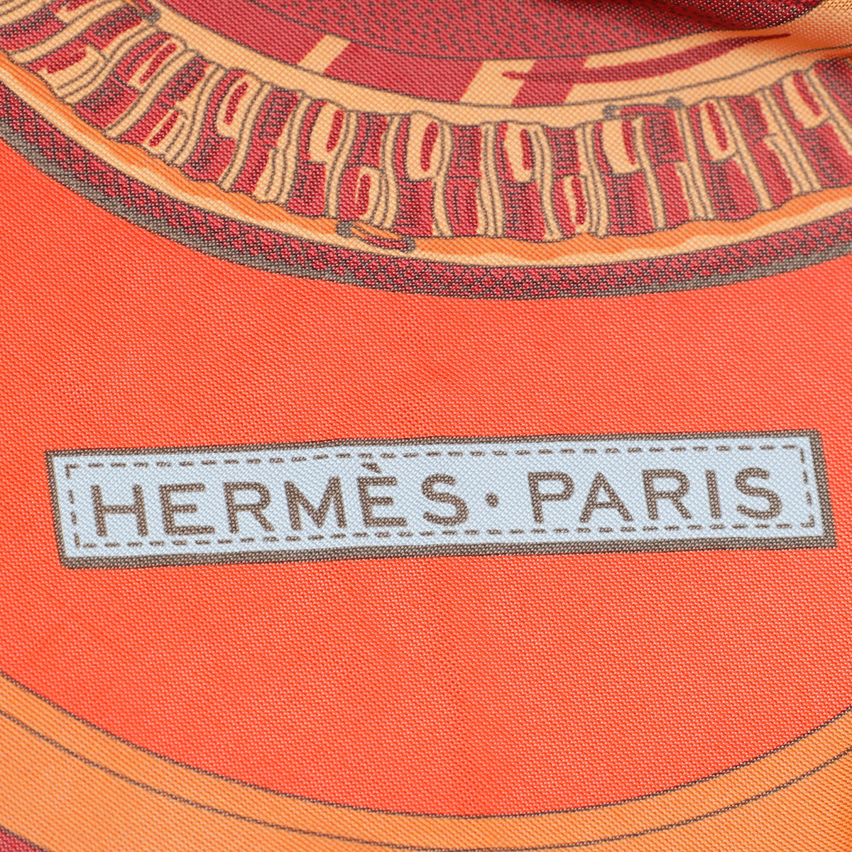 Hermes Multicolor Horse Saddle Print Silk Jersey Triangle Scarf